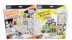 'Paper Punk Graffiti Blocks and Fashion Designer Color and Build Craft Sets Unboxing Toy Review'