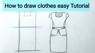 'How to draw Clothes drawing easy Fashion Illustration | Easy Pencil drawings for beginners tutorial'