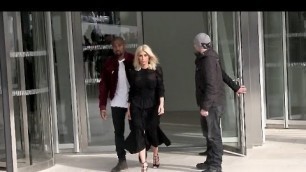 'Kim Kardashian and Kanye West leaving Louis Vuitton Fashion Show and heading back to their hotel'