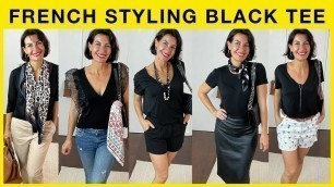 '7 DIFFERENT WAYS TO STYLE A BLACK T-SHIRT  I  French Styling'
