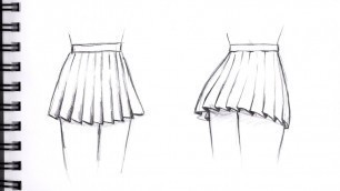 'HOW TO DRAW PLEATED SKIRT ON A BODY FRONT AND BACK. Step by Step Pencil Drawing Tutorial. Fashion'