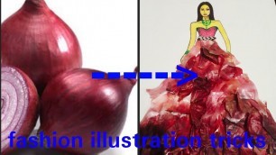 'How to drawing fashion dress|| use onion|| Fashion illustration'