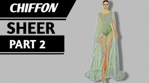 'How to draw Chiffon Fabric | sheer Fabric Rendering | Part-2 | Fashion illustration Tutorial'