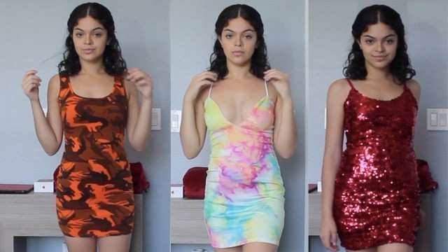 'HUGE dress try-on haul/collection | FASHION NOVA SHEIN PRETTYLITTLETHING & MORE!'