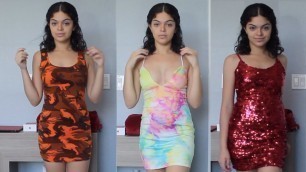 'HUGE dress try-on haul/collection | FASHION NOVA SHEIN PRETTYLITTLETHING & MORE!'