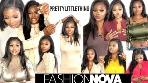 'PRETTYLITTLETHING AND FASHION NOVA HUGE TRY ON HAUL/ Dresses, tops and many more'