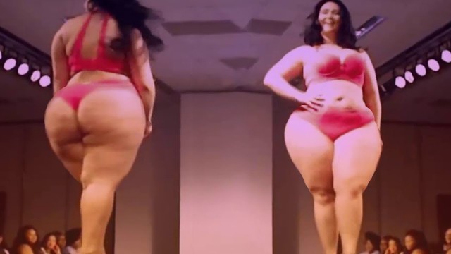 'Large Women Walking In Swimsuit - Plus Size Clothing For Curvy Women - Fashion Show.'